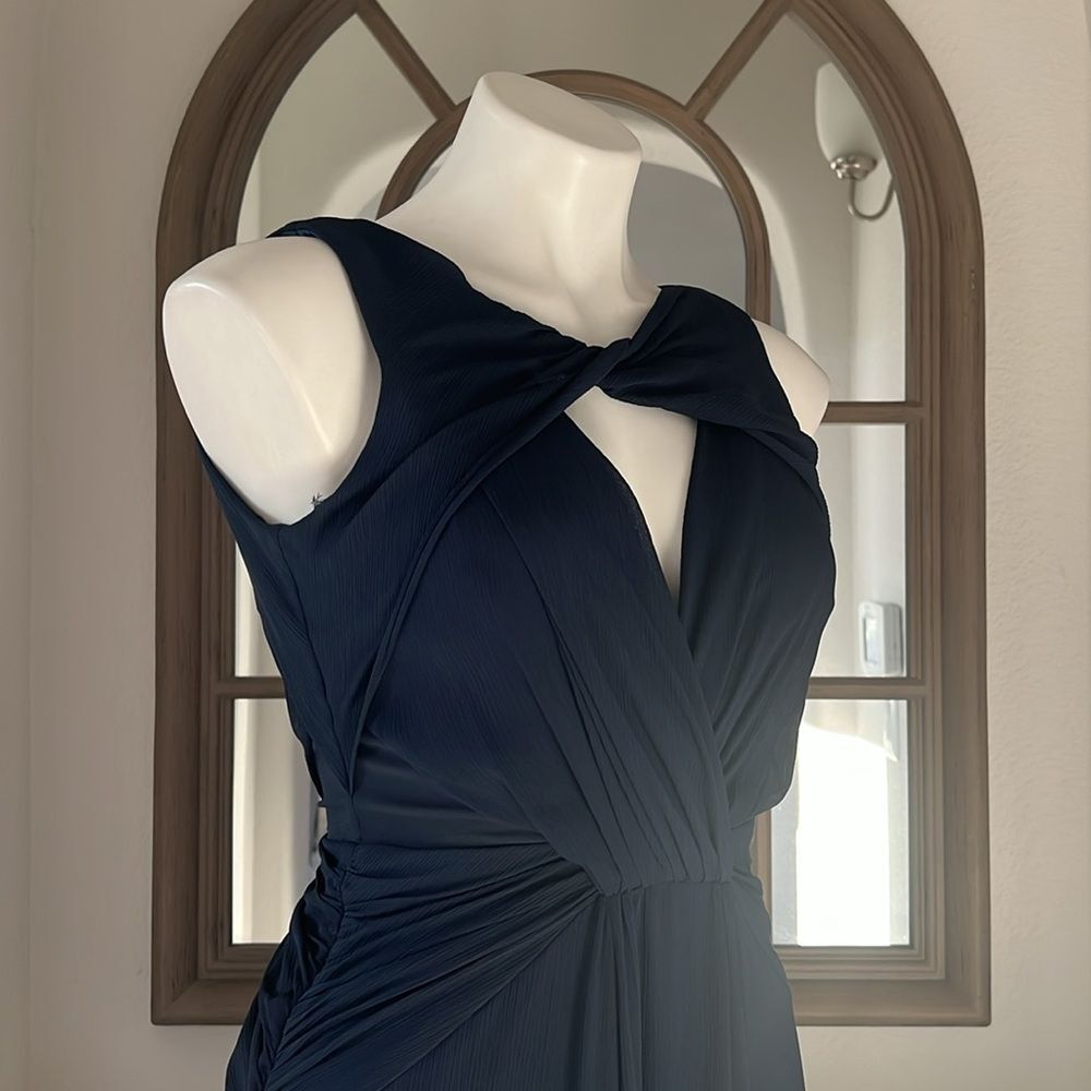 Badgley Mischka Navy Petunia Gown, Maxi, Excellent, Size 2 - Picture 12 of 16